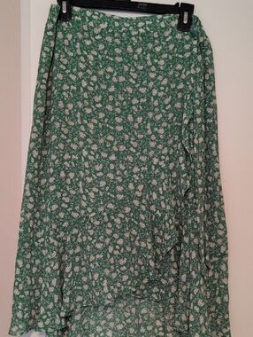 C Green Floral Tie-Waist Skirt